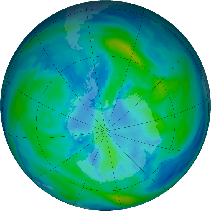Antarctic ozone map for 03 April 1993